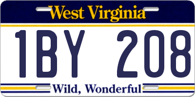 WV license plate 1BY208