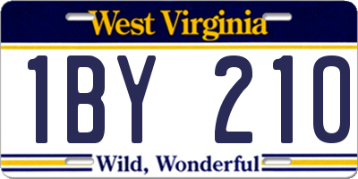 WV license plate 1BY210