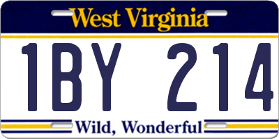 WV license plate 1BY214