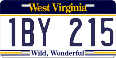WV license plate 1BY215