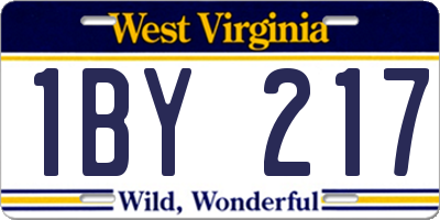 WV license plate 1BY217