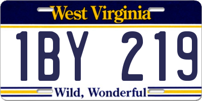 WV license plate 1BY219