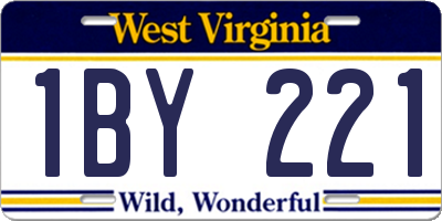 WV license plate 1BY221