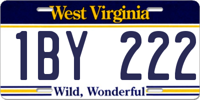 WV license plate 1BY222