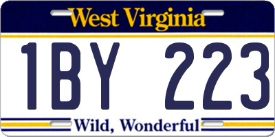 WV license plate 1BY223