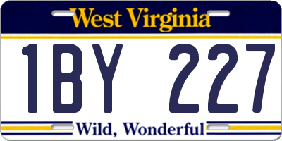 WV license plate 1BY227