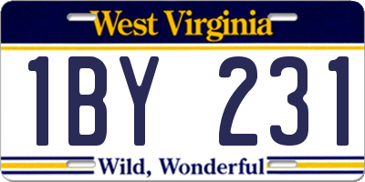 WV license plate 1BY231
