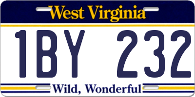 WV license plate 1BY232