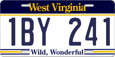 WV license plate 1BY241
