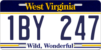 WV license plate 1BY247