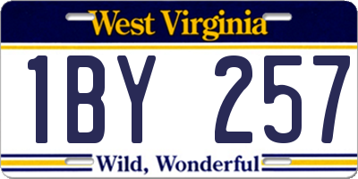 WV license plate 1BY257