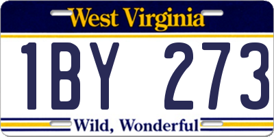 WV license plate 1BY273