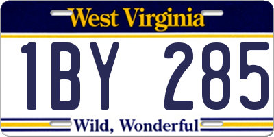 WV license plate 1BY285