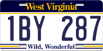 WV license plate 1BY287