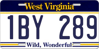 WV license plate 1BY289