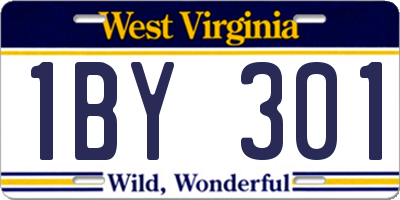 WV license plate 1BY301