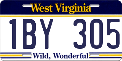 WV license plate 1BY305