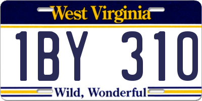 WV license plate 1BY310