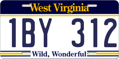 WV license plate 1BY312