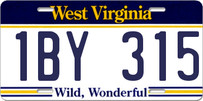 WV license plate 1BY315