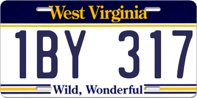 WV license plate 1BY317