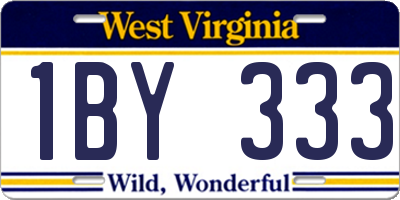 WV license plate 1BY333