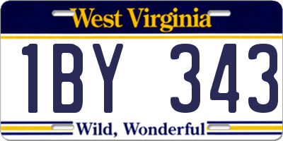 WV license plate 1BY343