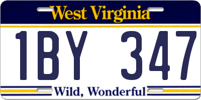 WV license plate 1BY347