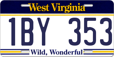 WV license plate 1BY353