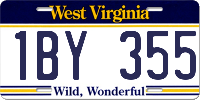 WV license plate 1BY355