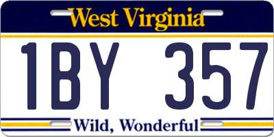 WV license plate 1BY357