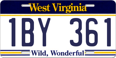 WV license plate 1BY361