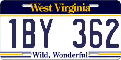 WV license plate 1BY362