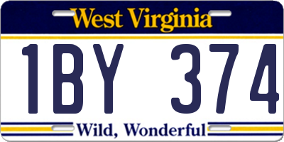 WV license plate 1BY374