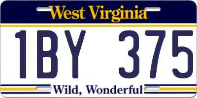 WV license plate 1BY375