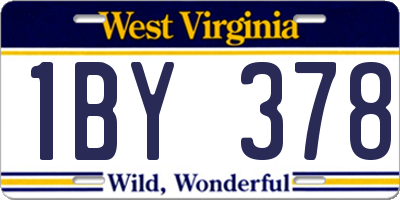 WV license plate 1BY378