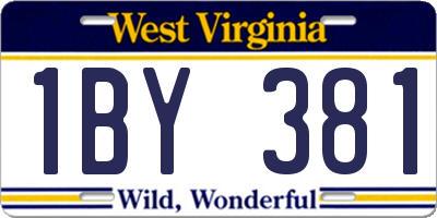 WV license plate 1BY381