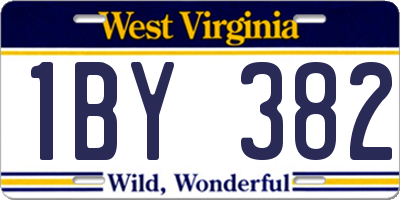 WV license plate 1BY382