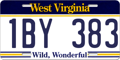 WV license plate 1BY383