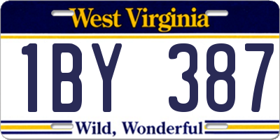 WV license plate 1BY387