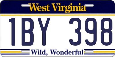 WV license plate 1BY398
