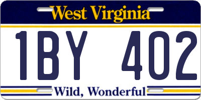 WV license plate 1BY402