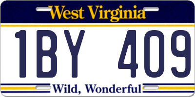WV license plate 1BY409