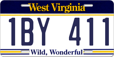 WV license plate 1BY411