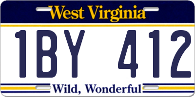WV license plate 1BY412