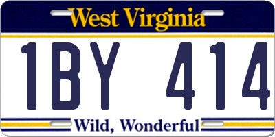 WV license plate 1BY414