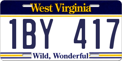 WV license plate 1BY417