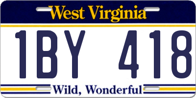 WV license plate 1BY418