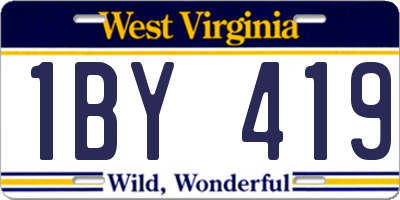 WV license plate 1BY419