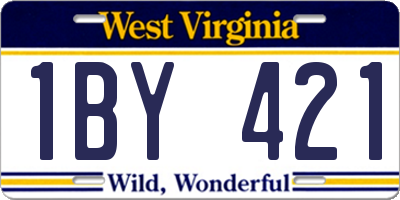 WV license plate 1BY421